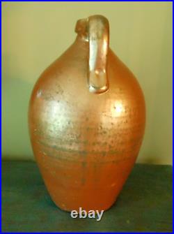 ANTIQUE 1830-40 OVOID SALT GLAZED STONEWARE JUG / LARGE SIZE 15 1/2 x 10