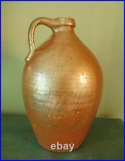 ANTIQUE 1830-40 OVOID SALT GLAZED STONEWARE JUG / LARGE SIZE 15 1/2 x 10