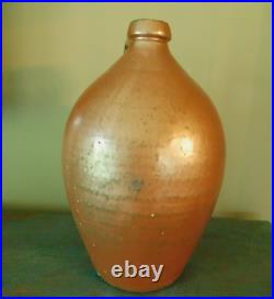 ANTIQUE 1830-40 OVOID SALT GLAZED STONEWARE JUG / LARGE SIZE 15 1/2 x 10