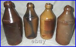 ANTIQUE CT. USA PRIMITIVE H. F. CLARK STONEWARE QT BEER BOTTLE with CORK CROCK JUG