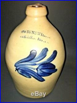 ANTIQUE Cowden & Wilcox Harrisburg PA STONEWARE FLORAL Ovoid jug incised L@@K