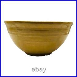 ANTQ Primitive Large Yellow Ware Mixing Bowl Stoneware Ribbed Made In USA #12