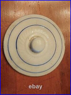 A. E. Hull Blue White STENCILED Stoneware SNOWFLAKE Canister TEA with Lid