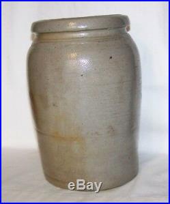A. P. Donaghho Grey Saltglazed Stoneware Crock Pottery Parkersburg, W. VA. 9 3/4