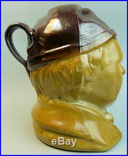 A Salt Glazed Victorian Antique Souter Johnny Stone Ware Pottery Jug/ Flask