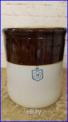 Antique 10 Gallon McCoy M Clover In Diamond Stoneware Crock Pottery