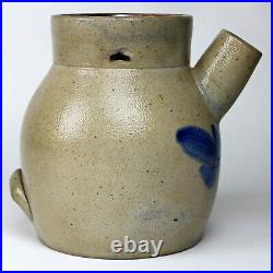 Antique 1800's Clark Pottery Athens, NY Cobalt Decorated Stoneware Batter Pail