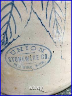 Antique 1800's REDWING Union Stoneware Co. Redwing, MN Birch Leaves 4 Gallon Jug