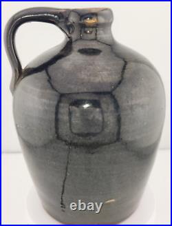 Antique 1800s Americana All Cobalt Blue Salt Glaze Stoneware Beehive Jug 6.5