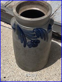 Antique 1800s Salt Glazed Stoneware Gallon Crock Cobalt PA. Pottery (SH)