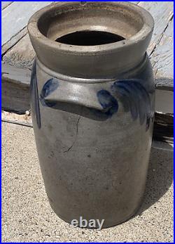 Antique 1800s Salt Glazed Stoneware Gallon Crock Cobalt PA. Pottery (SH)