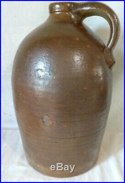 Antique 1850s Samuel Routson 3 gal Brown Stoneware Crock Jug Wooster, Ohio RARE
