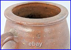 Antique 1870 Brown Glaze Molasses Syrup Jug 2 Handle Pottery Crock Pot Stoneware