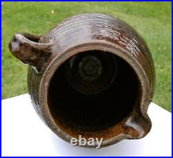 Antique 18th C REDWARE Primitive Ovoid PITCHER Pot JUG Crock Manganese Stoneware