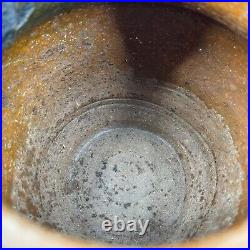 Antique 18th C Redware Stoneware Primitive Ovoid Pot Jug Crock Applied Handle