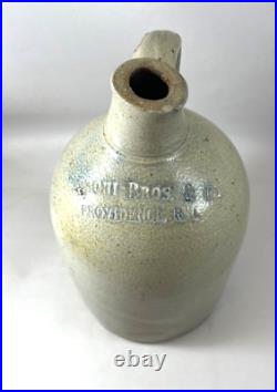 Antique 1900 Caproni Bros Providence RI Salt Glazed Stoneware Whiskey Cider Jug