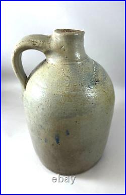 Antique 1900 Caproni Bros Providence RI Salt Glazed Stoneware Whiskey Cider Jug