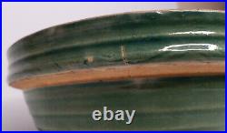 Antique 1920s Nelson McCoy Pottery Green Stoneware Mixing Bowl 2 Shield Mark #9