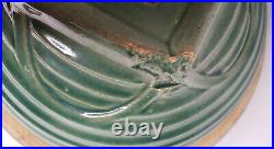 Antique 1920s Nelson McCoy Pottery Green Stoneware Mixing Bowl 2 Shield Mark #9
