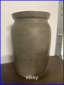 Antique 19thC Primitve Salt Glazed Stoneware Crock