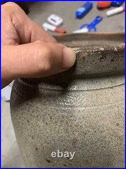 Antique 19thC Primitve Salt Glazed Stoneware Crock