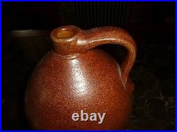 Antique 19th. C Brown Glazed Stoneware Pottery 1 Gallon Jug