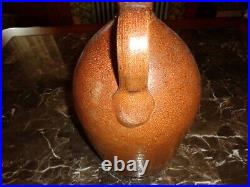 Antique 19th. C Brown Glazed Stoneware Pottery 1 Gallon Jug