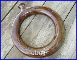 Antique 19th C Southern Pottery Redware Stoneware Glazed Field Ring Jug Flask