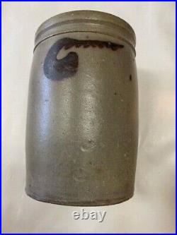 Antique 19th C. Stoneware Solomon Bell Crock Strasburg VA 7 3/4