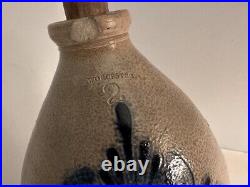 Antique 19th century Worcester stoneware 2-gallon jug with cobalt floral design
