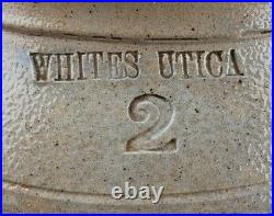Antique 19thc Whites Utica NY Stoneware Crock Butter Churn Floral 2Gal Primitive
