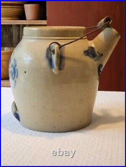 Antique 1 Gallon F. H. Cowden/Harrisburg PA Stoneware Batter Jug With Snowflake