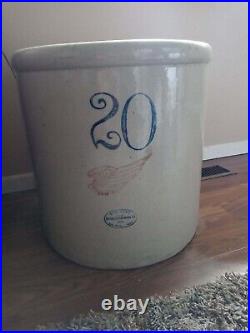 Antique 20 Gallon Red Wing Crock Large 6 inch Wing