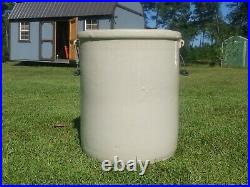 Antique 20 Gallon Western Stoneware Crock With Wooden Handles