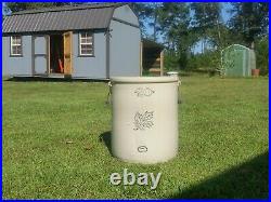 Antique 20 Gallon Western Stoneware Crock With Wooden Handles