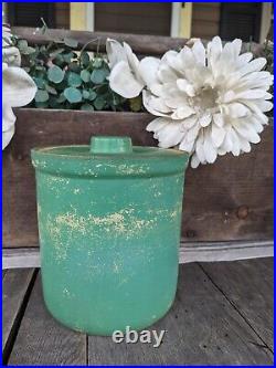 Antique 20s Robinson Ransburg Pottery Co. 6.5 Yellow Stoneware Floral Canister