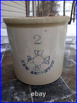 Antique 2 Gallon Enterprise Pottery New Brighton PA Stoneware Crock