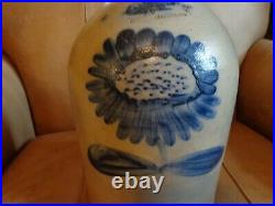 Antique 2 Gallon, J. M. Harris, PA Cobalt Blue Stoneware Jug, Sunflower, (j)