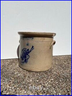 Antique 2 gallon stoneware crock E & L P Norton Bennington VT