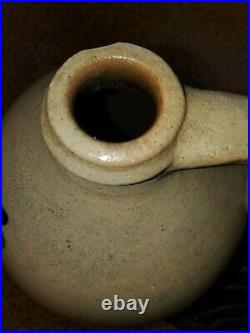 Antique 3 Gallon Salt Glazed Stoneware Jug with cobalt flower