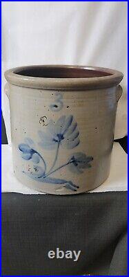 Antique 3 Gallon Stoneware Crock Floral Pattern