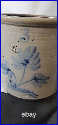 Antique 3 Gallon Stoneware Crock Floral Pattern