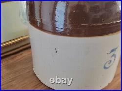 Antique 3 Gallon Western Pottery Mfg. Co Of Denver Stoneware Crock Jug Brown Dip