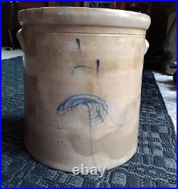 Antique 4 Gallon Bee Sting Cobalt Decorated Ohio Salt Glazed Stoneware Crock