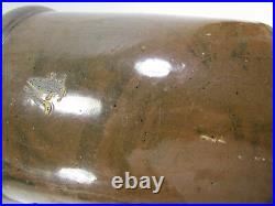Antique #4 dark brown stoneware crock salt glazed pottery with light design