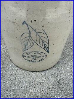 Antique 4 gallon Red Wing Birch leaf Stoneware Butter Turner