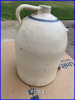 Antique 5 Gallon Stoneware Crock Whiskey Jug with Handle- Cobalt