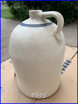 Antique 5 Gallon Stoneware Crock Whiskey Jug with Handle- Cobalt