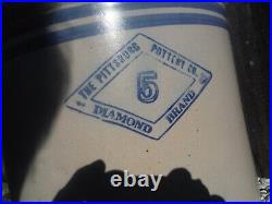 Antique 5 Gallon Stoneware Ice Water Crock Pittsburgh Pottery Co Diamond Brand