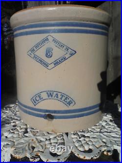 Antique 5 Gallon Stoneware Ice Water Crock Pittsburgh Pottery Co Diamond Brand